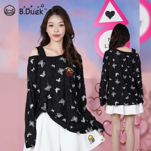 Black flower Top Long Sleeve - Picture 2 of 2